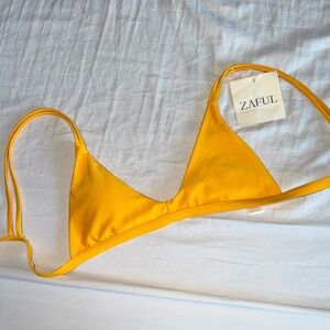 Zaful Yellow Triangle Bikini Top